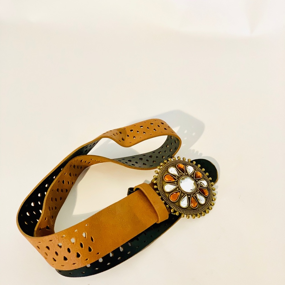 New Brown belt with beautiful stone buckle